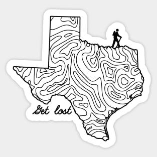 Get Lost Hiking Topographic Art Hike Texas State Map Sticker